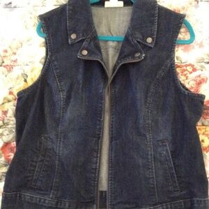 Style & Co. Blue Denim Vest With Zipper Size Large